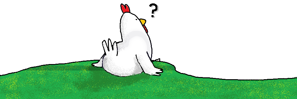 a chicken looks up at the starry sky, wondering why there's a shadow being cast on it'